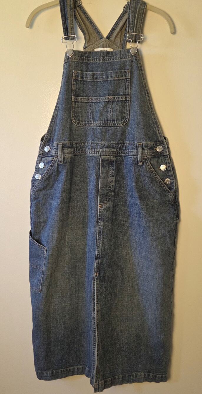 COTTON ON Denim Pinafore Overalls Midi Dress Blue Jean Jumper Utility Size 8